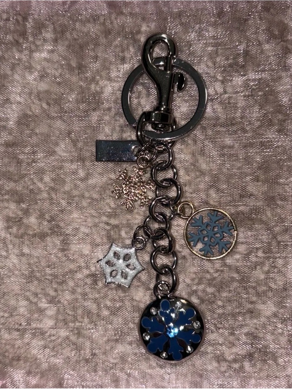 Mixed Metal Coach Snowflake Bag Charm/ Keychain